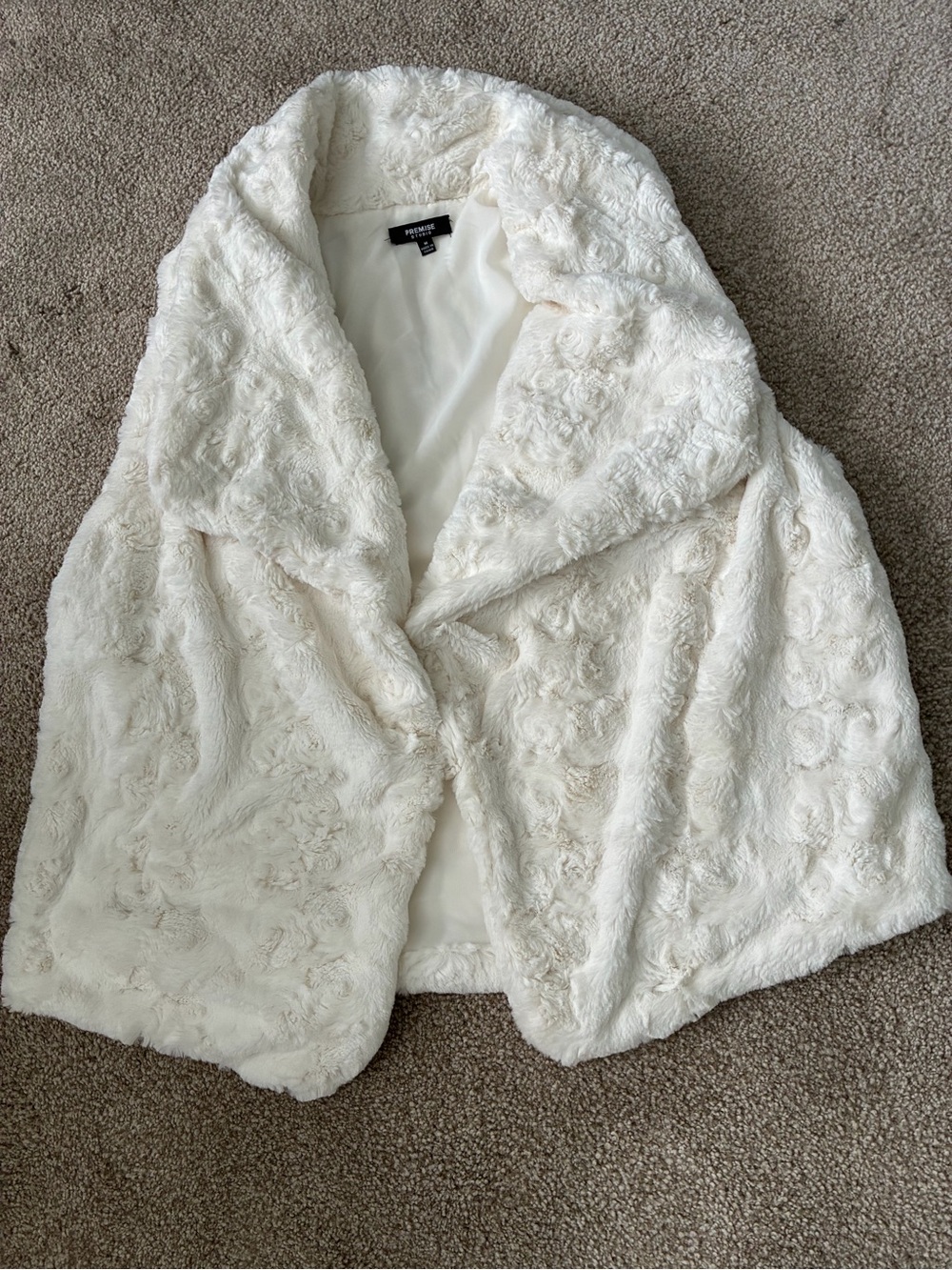 Premise Ivory Faux Fur Teddy vest